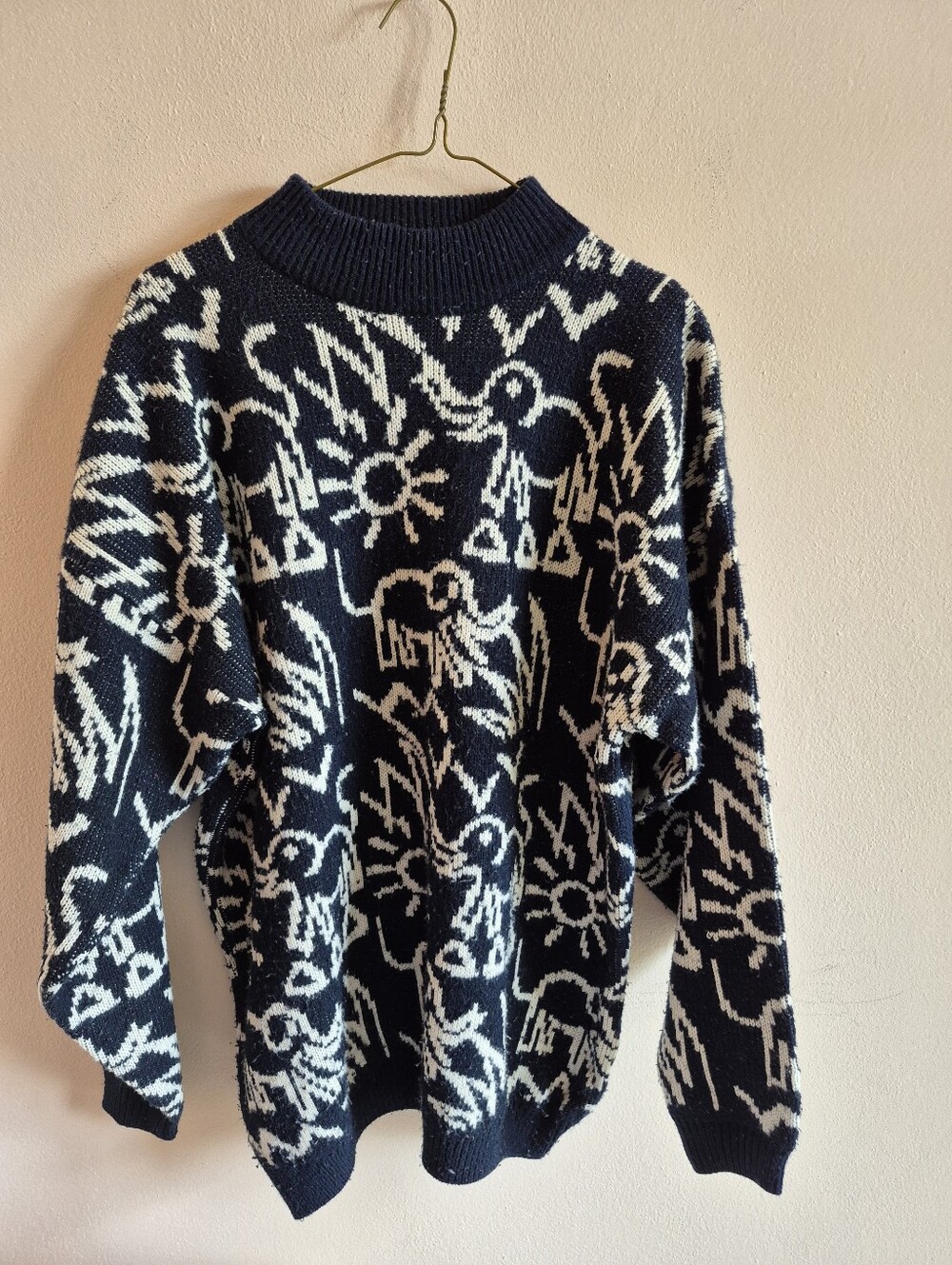 Vintage Elephants And Sunshine Mock Neck Sweater XL